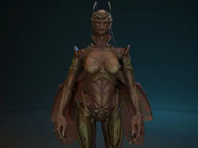 Insect girl Low-poly 3D model