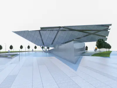 Modern Museum Building Low-poly 3D model