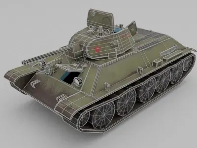  T34-76 1941 Medium Tank  Low-poly 3D model