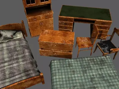 Old Furniture Pack Free low-poly 3D model