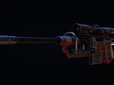 Sci-fi gun  Low-poly 3D model get