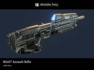 MA47 Assault Rifle Free low-poly 3D model
