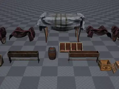 Market Place Items Low-poly 3D model