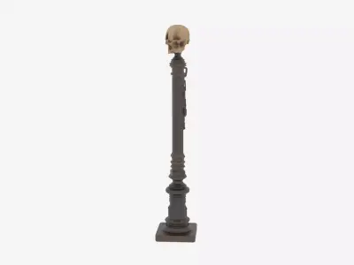 3D Detailed Gothic Wrought Iron Lantern with Skull 3D model