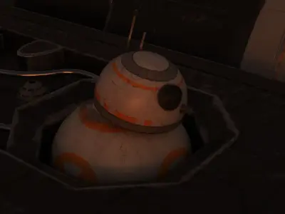 Star Wars Black T70 X Wing Starfighter and BB8 rigged 3D model