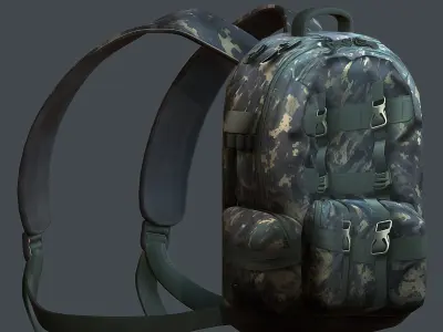 Backpack military combat Black baggage  Low-poly 3D model buy