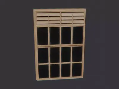 Hospital Window with Shutter Glass Low-poly 3D model
