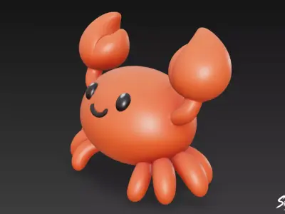 Cartoon Plush Crab Low-poly 3D model