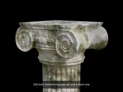 Columns set Clean and old mossy versions 3D Model Collection