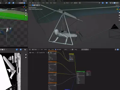 Electric Powered Hang Glider Low-poly 3D model