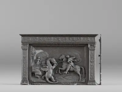 001638 Raw 3D Scan Bas Relief of Saint George Slaying the Dragon 3D model