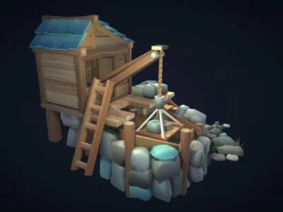 Stylized Poly Quarry Low-poly 3D model