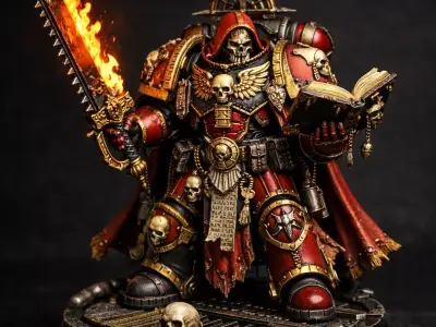 Grimdark Space Inquisitor 01 Flaming Sword War Priest STL 3D print model