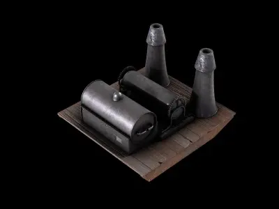 Steam donkey industrial Low-poly 3D model