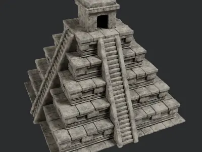PYRAMID TEMPLE AZTEC MAYAN INCA PLATFORM STAIRS COLLECTION Low-poly 3D model