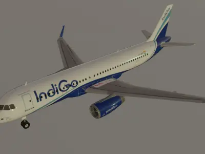 Indigo airlines airbus a320-232 low poly 3D Model  Low-poly 3D model