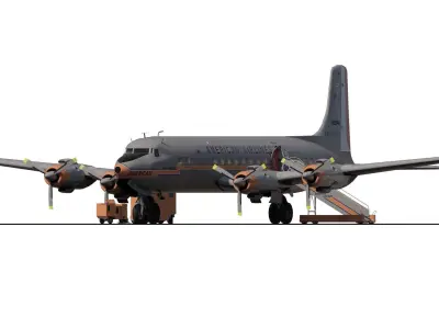Douglas DC-7C 1954 with interior 3D model