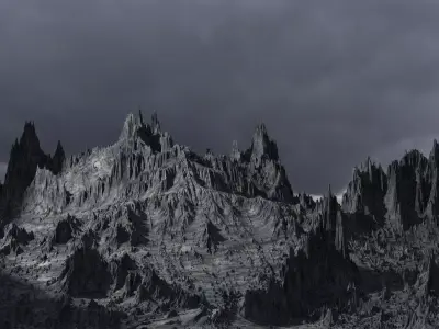 Dark rocks Mountain rock terrain 1 3D model