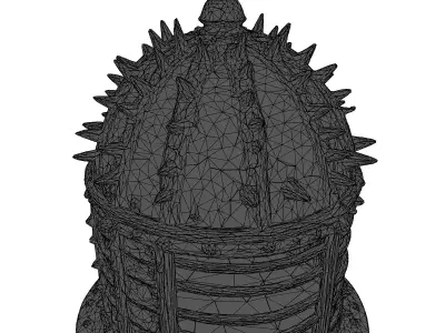 Rusty Medieval Iron Cage Helmet 3D model