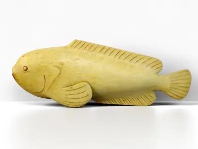 Hand Carved Wood Dolphin Fish 3D model