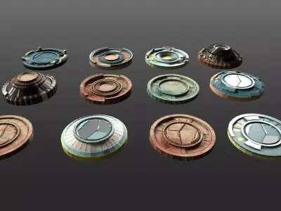 Mech HUD COMPONENTS KITBASH display stand base Low-poly 3D model