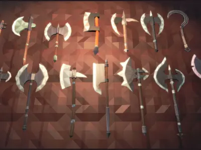 Low Poly Fantasy Weapons Full Packs Low-poly 3D model