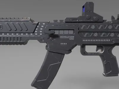 Sub Machine Gun - Black Color - Sporty Style Low-poly 3D model