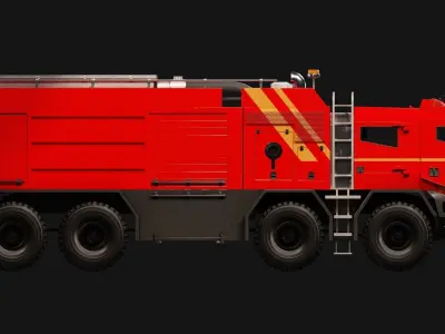 Military Firetruck Low-poly 3D model