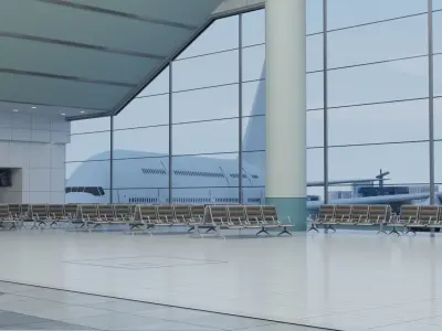 Airport from inside Low-poly 3D model