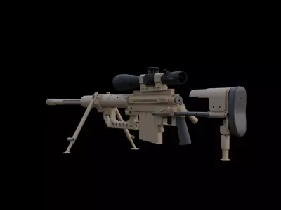Tactical Bolt Action Sniper Rifle Game Ready Low Poly Low-poly 3D model