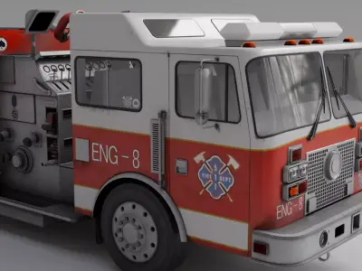 Fire truck lowpoly game ready Low-poly 3D model