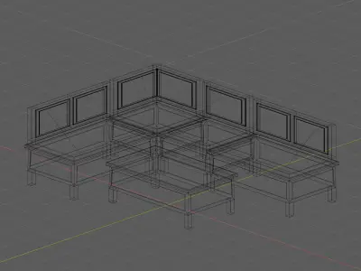 Traditional Wooden Corner Bench Free low-poly 3D model