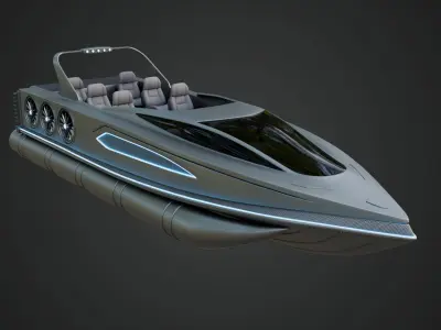 High-speed Performance Pontoon Boat 3D model