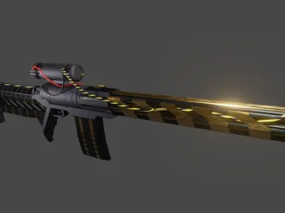 Gun Sci-Fi Plasma ShotgunRifle Low-poly 3D model
