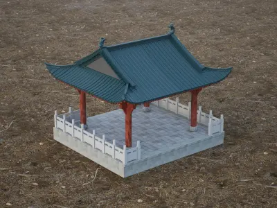Traditional Chinese Opera Stage Low-poly 3D model