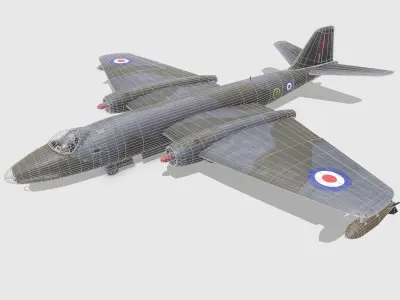 English Electric Canberra Bomber Low-poly PBR Low-poly 3D model