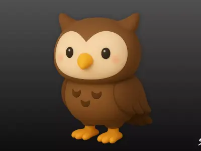 Cartoon Plush Owl Low-poly 3D model