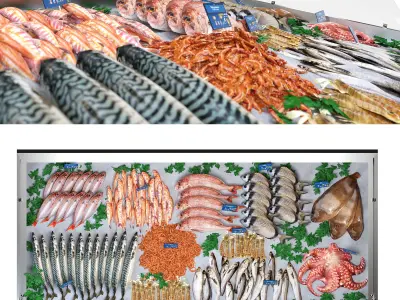 Seafood display Low-poly 3D model