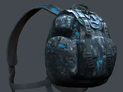 Backpack military combat Black baggage  Low-poly 3D model