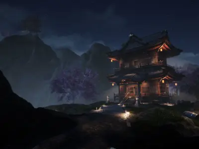 Hidden Shrine UE4 environment Low-poly 3D model