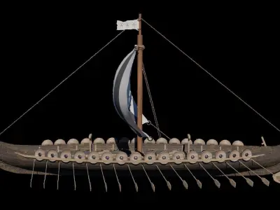 Viking Ship Drakkar Low-poly 3D model