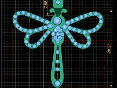 DRAGONFLY PENDANT 3D PRINTABLE MODEL 3D print model