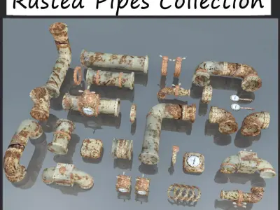 Rusted Pipes Plumbing Stock Low-poly 3D model