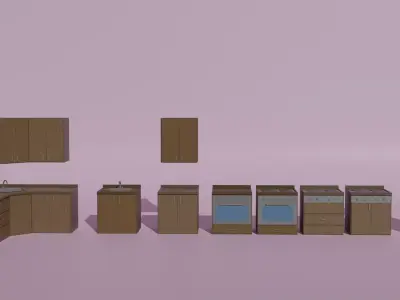 Low Poly Furniture Pack Free low-poly 3D model purchase