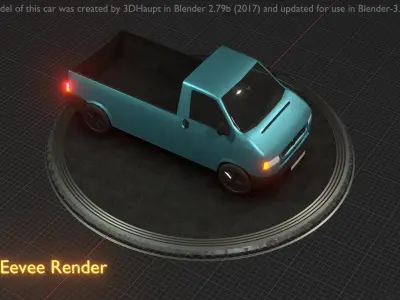 City Car 56 Commercial Pickup 3500 Type-C Blue Low-poly 3D model