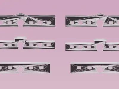 Chinese Garden Gate and Wall Low-poly 3D model