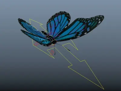 Butterfly flying Low-poly 3D model
