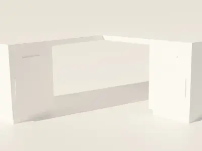 Wooden White Corner Desk Free 3D model