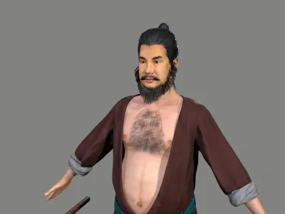 Ancient Chinese warrior Low-poly 3D model