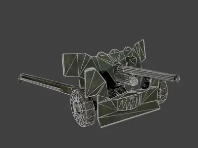 Ordnance QF 6 pounder 57mm M1 anti-tank gun Low-poly 3D model